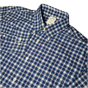 Brooks Brothers 346 Slim Fit Men’s L Non Iron Blue Check Long Sleeve Button Down